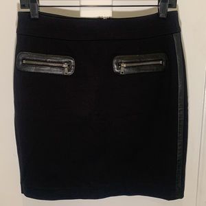 Cynthia Steffe Short Skirt Mod Black Miniskirt Patent Trim Zipper Pockets 2